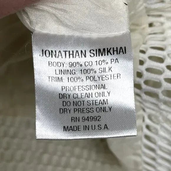 Jonathan Simkhai Burnout Brocade Long Sleeve Dress White Mini Dress 2 Altered - Picture 11 of 16